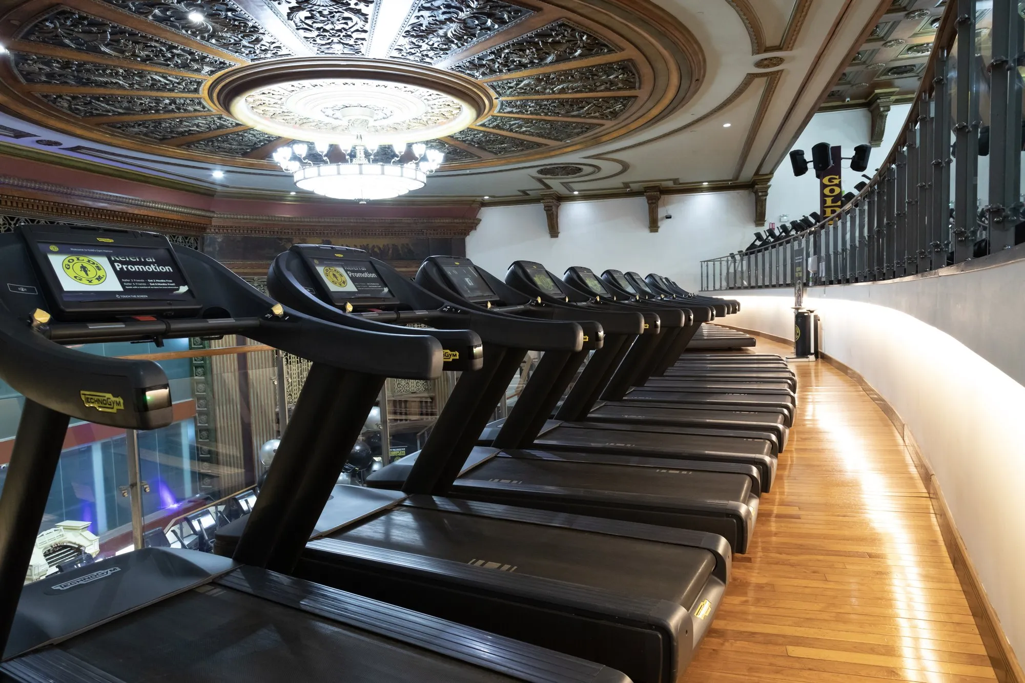Treadmills under the chandelier
