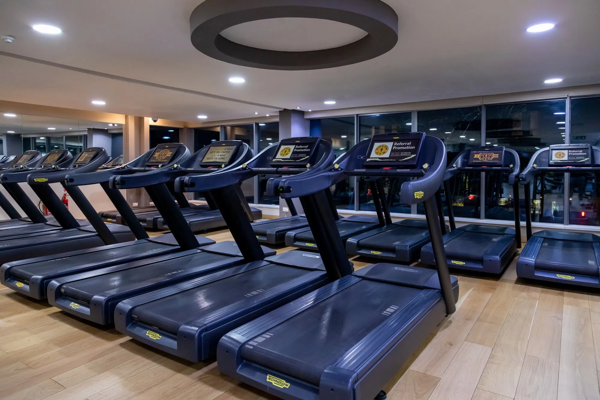 Rows of treadmills